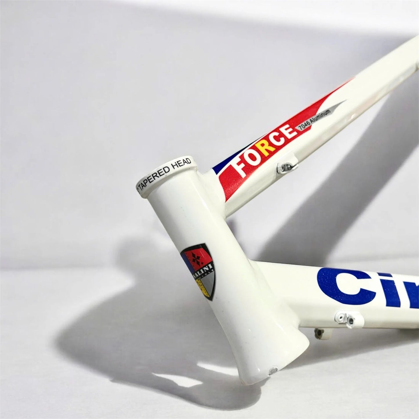 Cinalini Aluminum Bicycle Frame - Tricolor (Blue/White/Red) with Metallic Finish, Premium 7046 Aluminum alloy