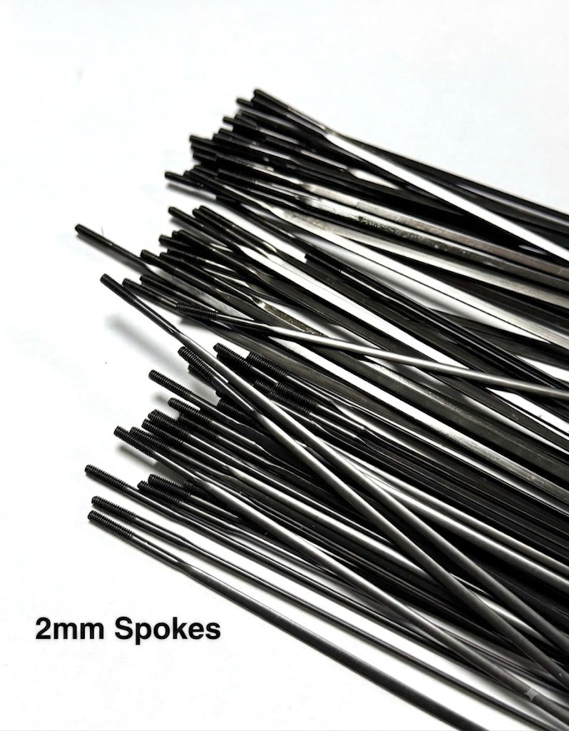 Vittoria Black Steel Straight-Pull Bladed Spokes (2mm) with Brass Nipples