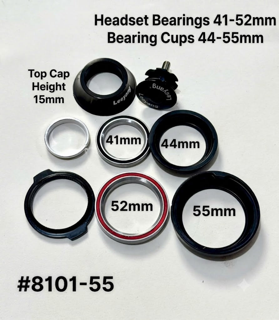 Leeyang 41/52mm Sealed Bearing Headset (44-55mm Cups) -#8101-55 for Bicycles