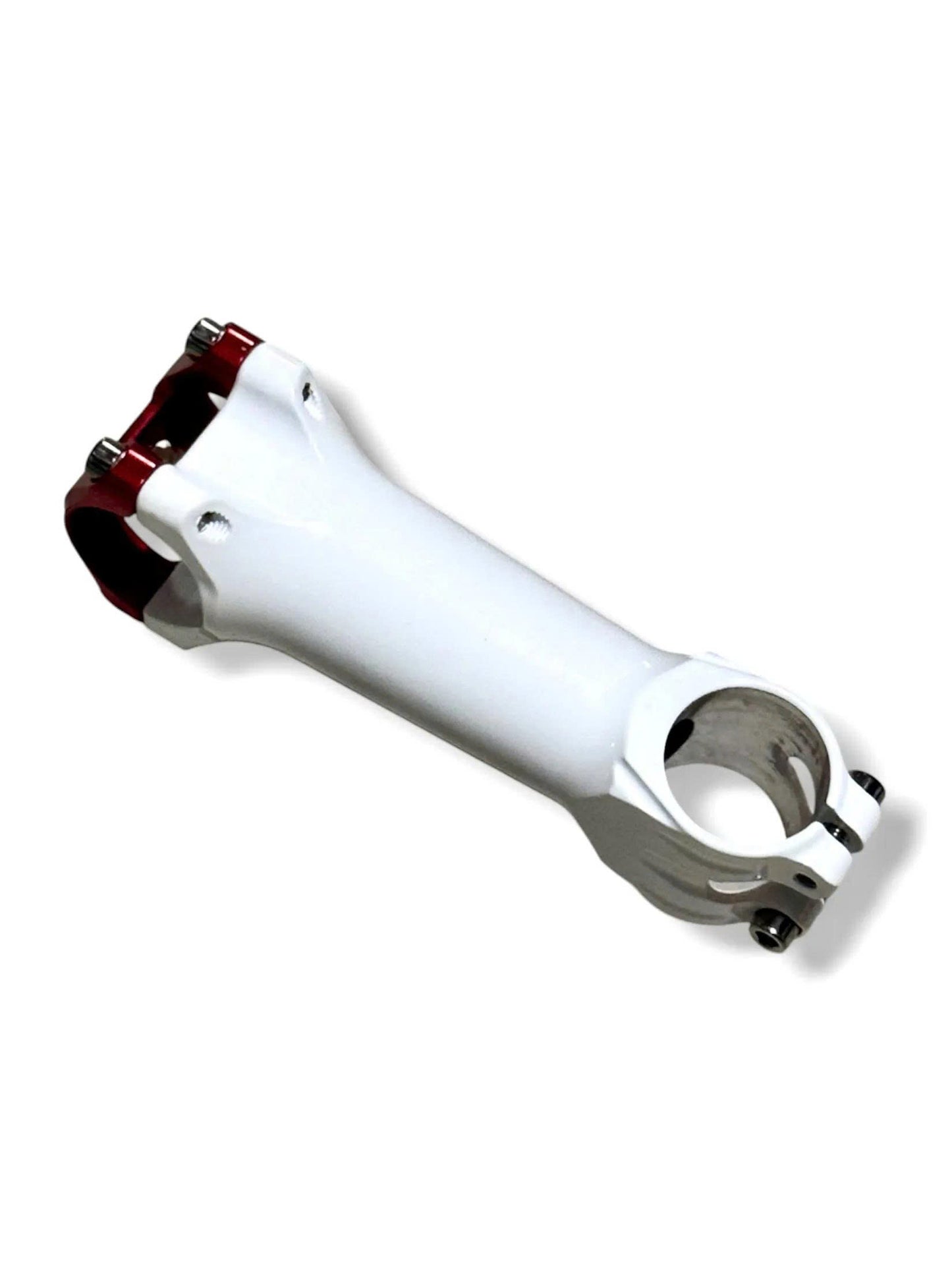 CNC Ultra-light Aluminum Bicycle Stem (31.8x110mm, Silver with Red/Black Cap)