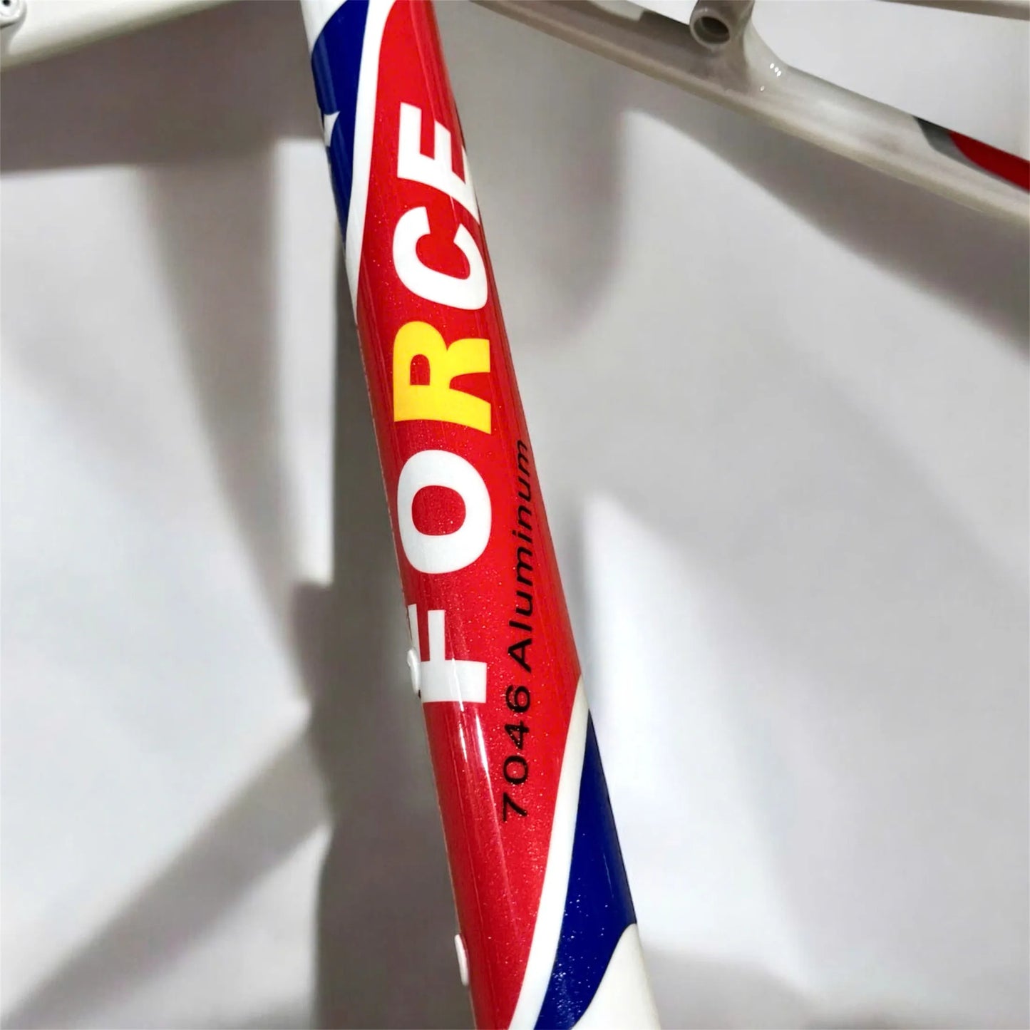 Cinalini Aluminum Bicycle Frame - Tricolor (Blue/White/Red) with Metallic Finish, Premium 7046 Aluminum alloy
