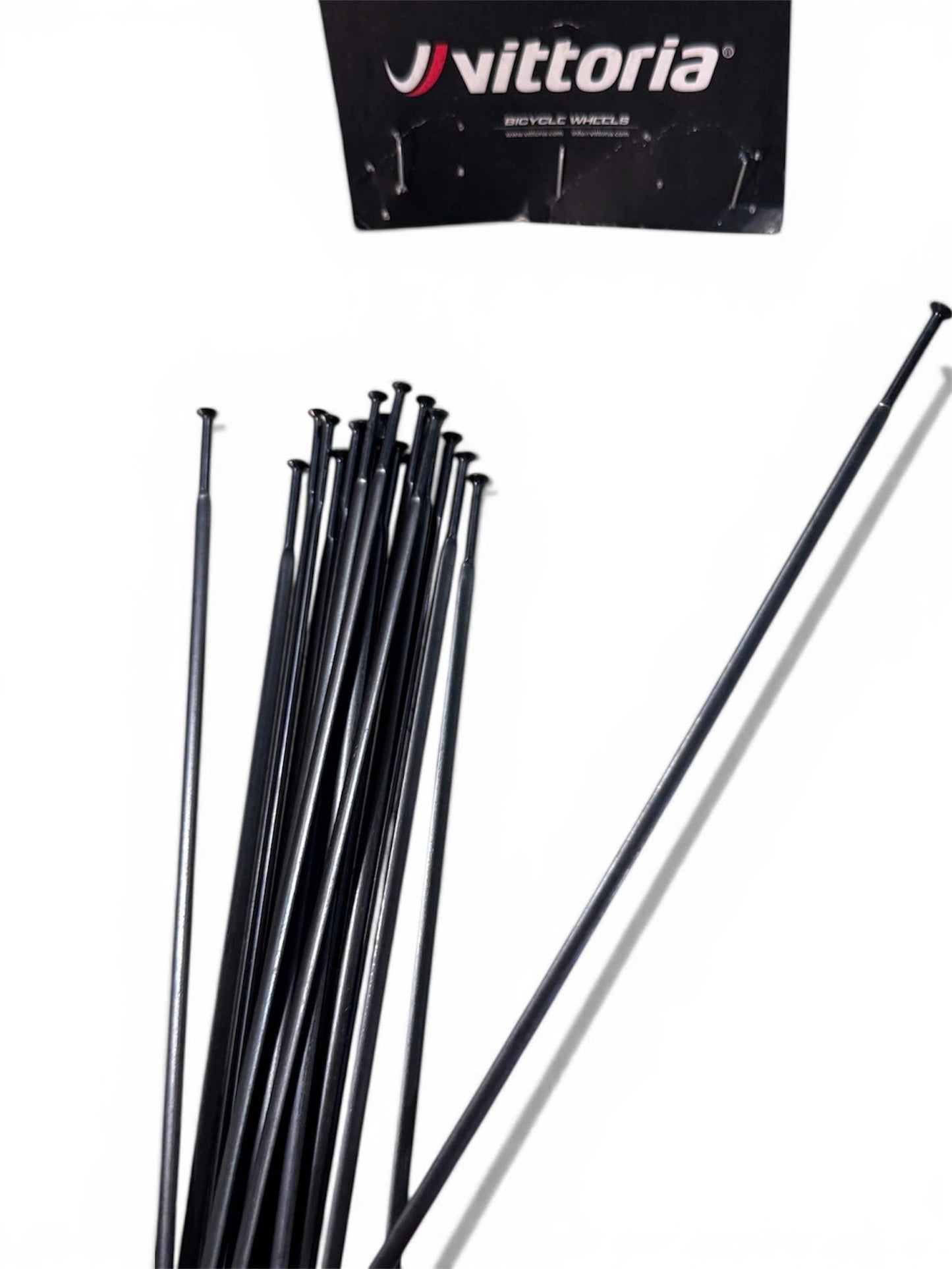 Vittoria Black Steel Straight-Pull Bladed Spokes (2mm/3mm) with Brass Nipples