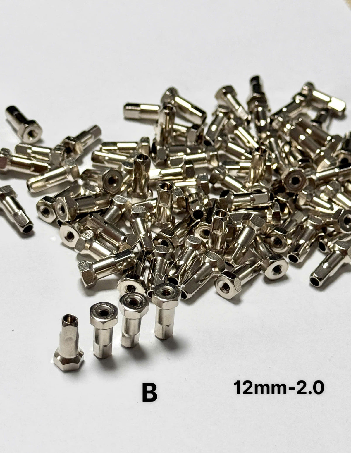 Brass Bicycle Spoke Nipples – 12mm / 14mm / 16mm (2.0mm & 1.8mm) [PLEASE CHECK VARIATIONS CAREFULLY BEFORE ORDERING]