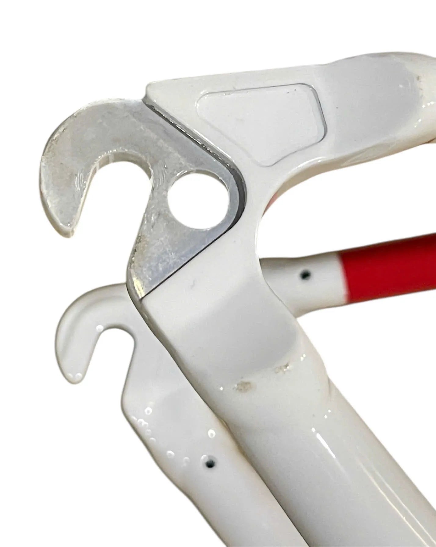 Cinalini white and red aluminum road bike frame, rim brake, fits 700c wheels