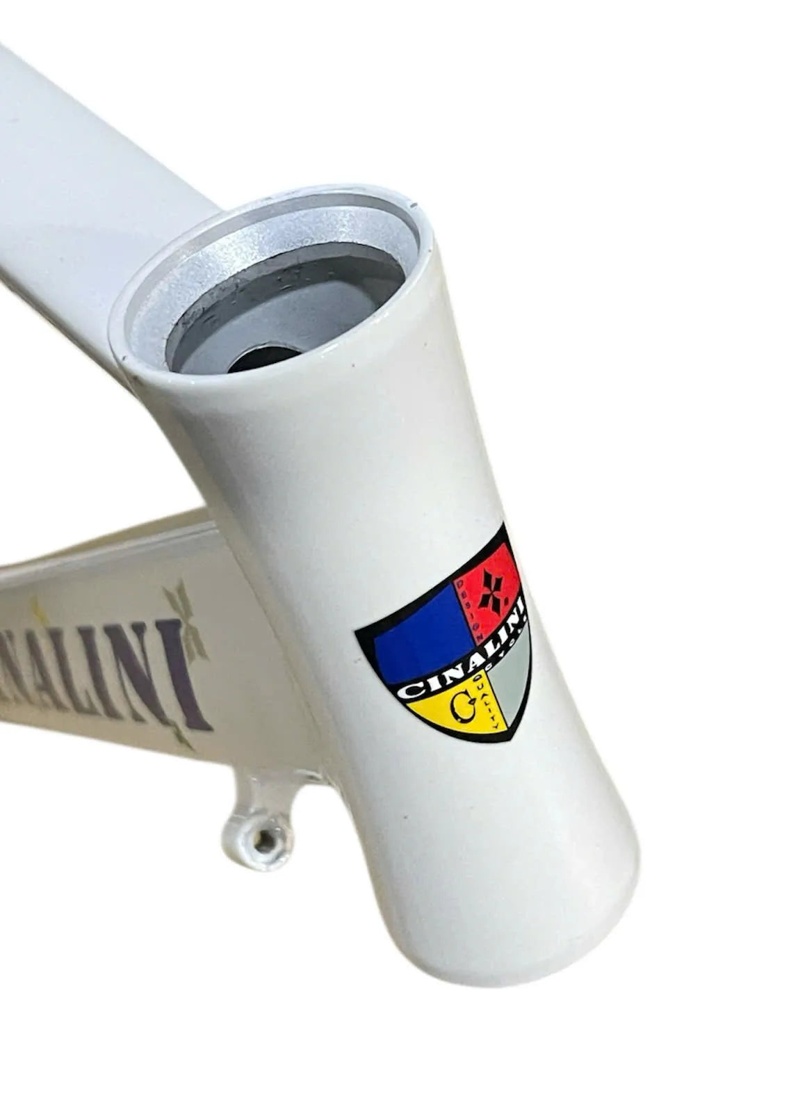 Cinalini white and red aluminum road bike frame, rim brake, fits 700c wheels