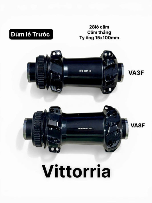 Genuine Vittoria Single Front Disc Hub - 28H, 15x100mm Thru-Axle, Straight Pull for Bicycles
