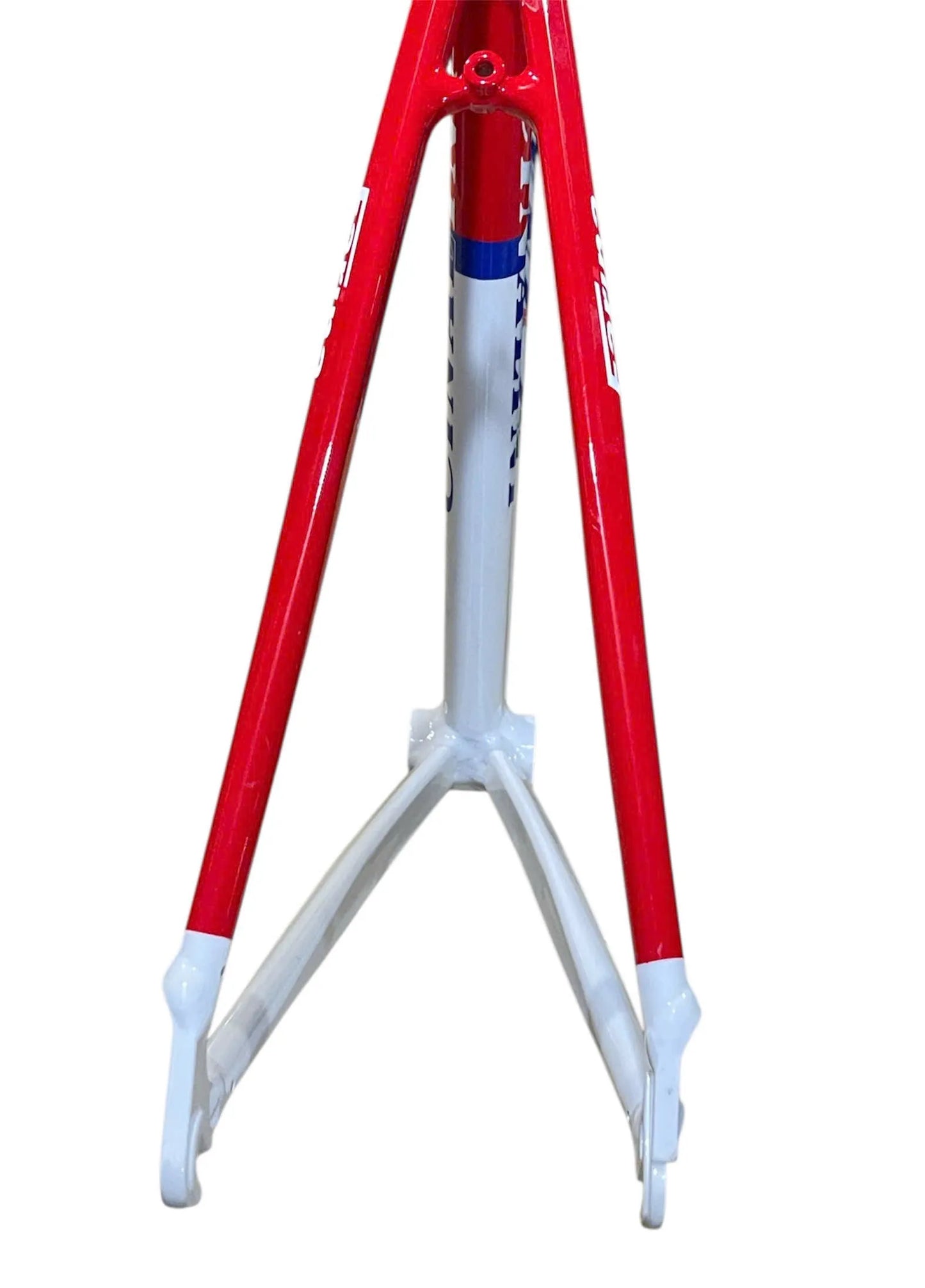 Cinalini white and red aluminum road bike frame, rim brake, fits 700c wheels