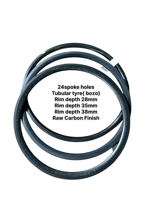 700c Blank Carbon Rim, Rim Brake, 24H, 28mm/35mm/38mm Depth, Tubular (Not Clincher)