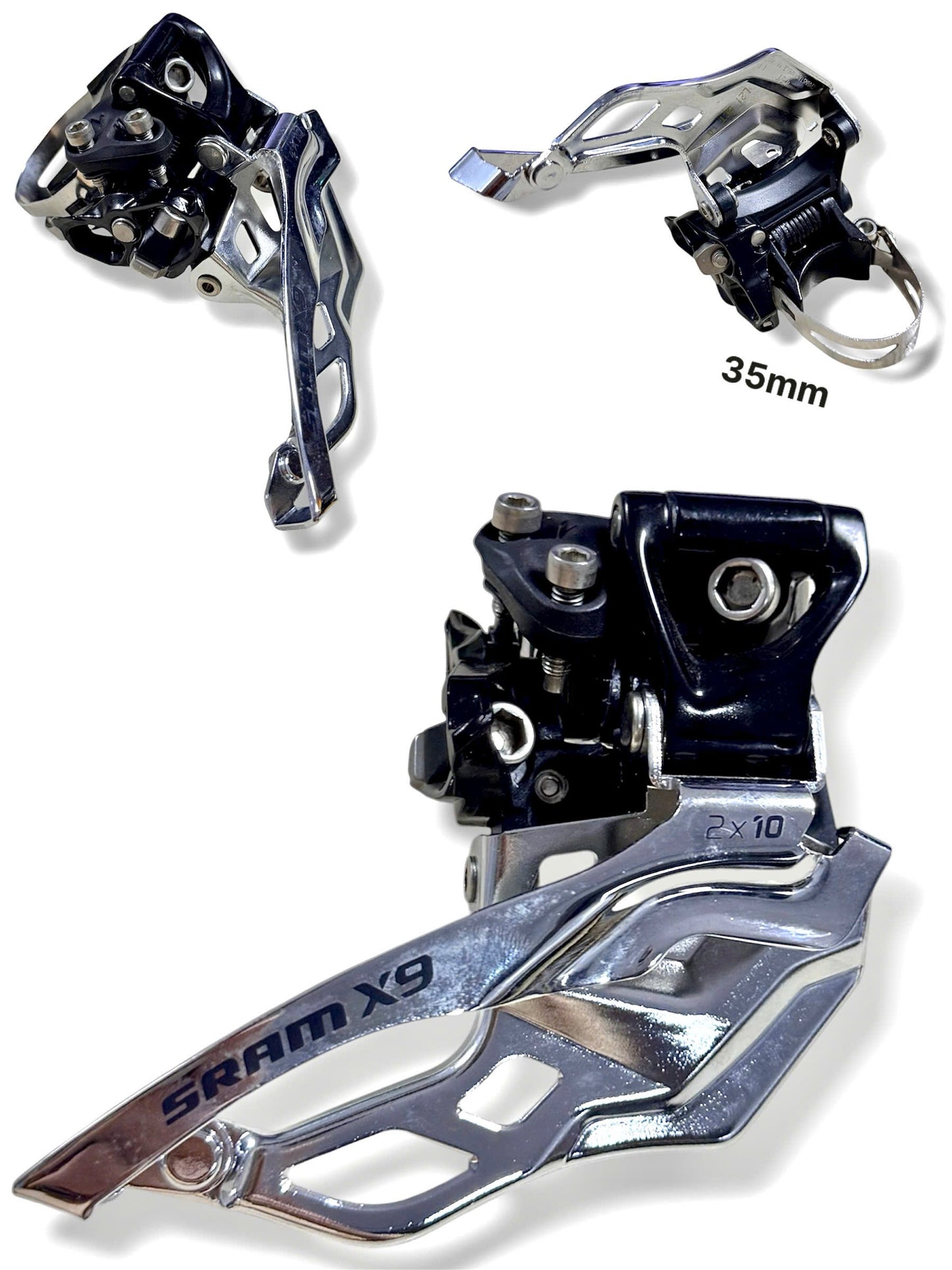 SRAM X9 2x10 size 34.9mm (35mm) High Clamp Front Derailleur