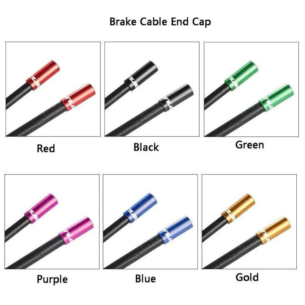 Trlreq Aluminum 5mm Brake and 4mm Derailleur Cable End Caps for Bicycles (Random Mixed Colors)