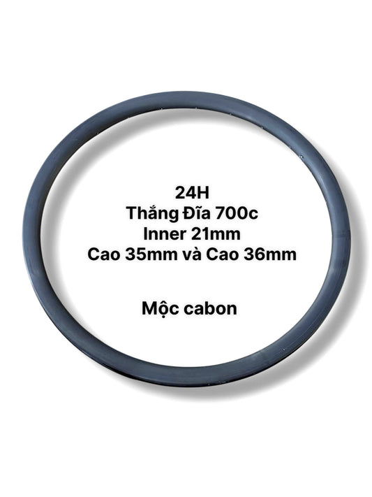 700c Raw Carbon Rim, 24H, Disc Brake, Clincher, 35mm or 36mm Depth