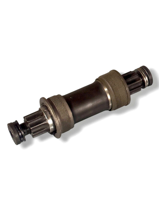 10-Spline Black Bottom Bracket Axle (Rusted, But Smooth Bearings) - 108/113/118mm