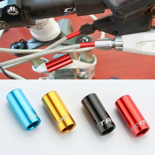 Trlreq Aluminum 5mm Brake and 4mm Derailleur Cable End Caps for Bicycles (Random Mixed Colors)