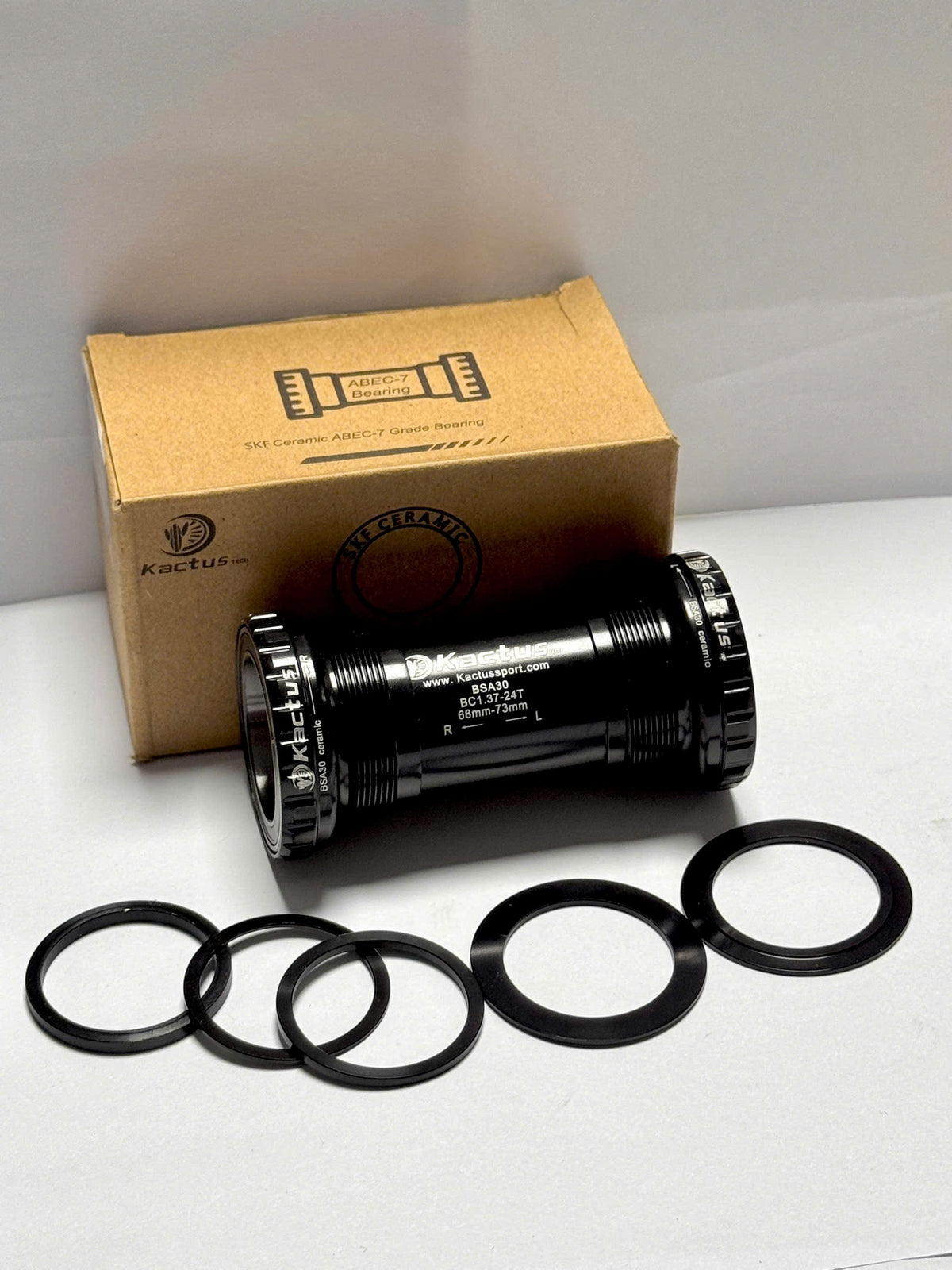 KACTUS Bicycle Bottom Bracket with SKF Ceramic Bearings (BSA24 / BSA DUB / BSA30 / PF4124)