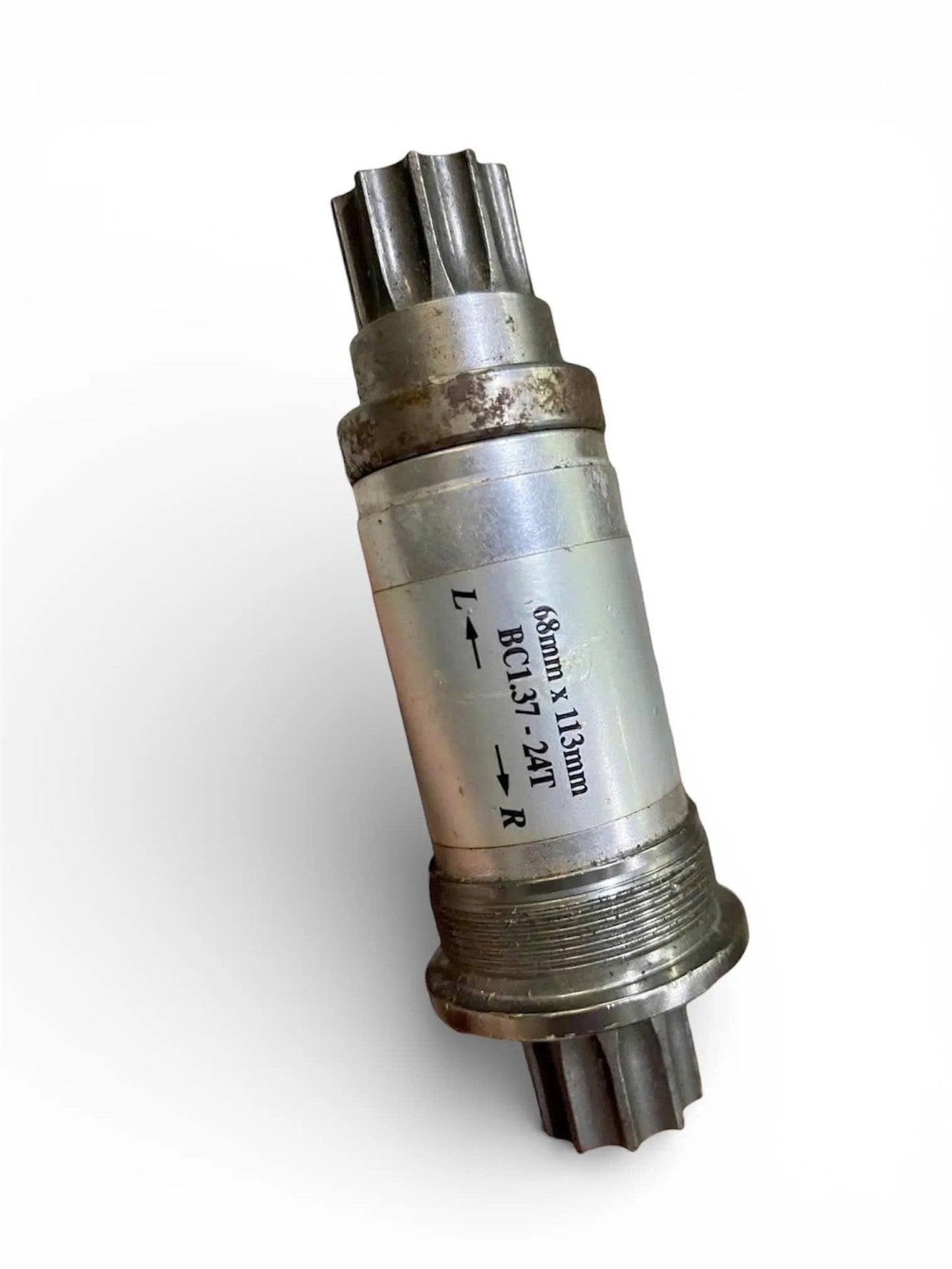 Noname 10-Spline Silver Square Taper Bottom Bracket, 68x113mm - CLEARANCE SALE (Minor Rust, Fully Functional) for Bicycles