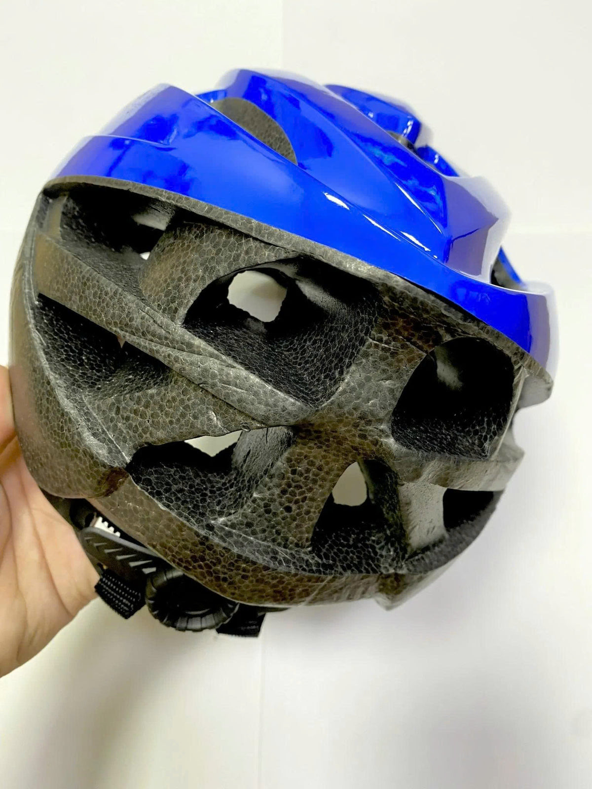 Heart Pattern Bicycle Helmet – Blue/White, Size L (58–62 cm) [Minor Dent/Blemish]