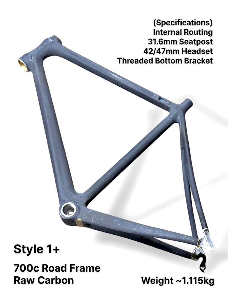 700C Raw Carbon Road Bike Frame – 56cm Height / 55cm Top Tube – TYPE 1+ (FORK NOT INCLUDED) – Please read description carefully – For bicycles