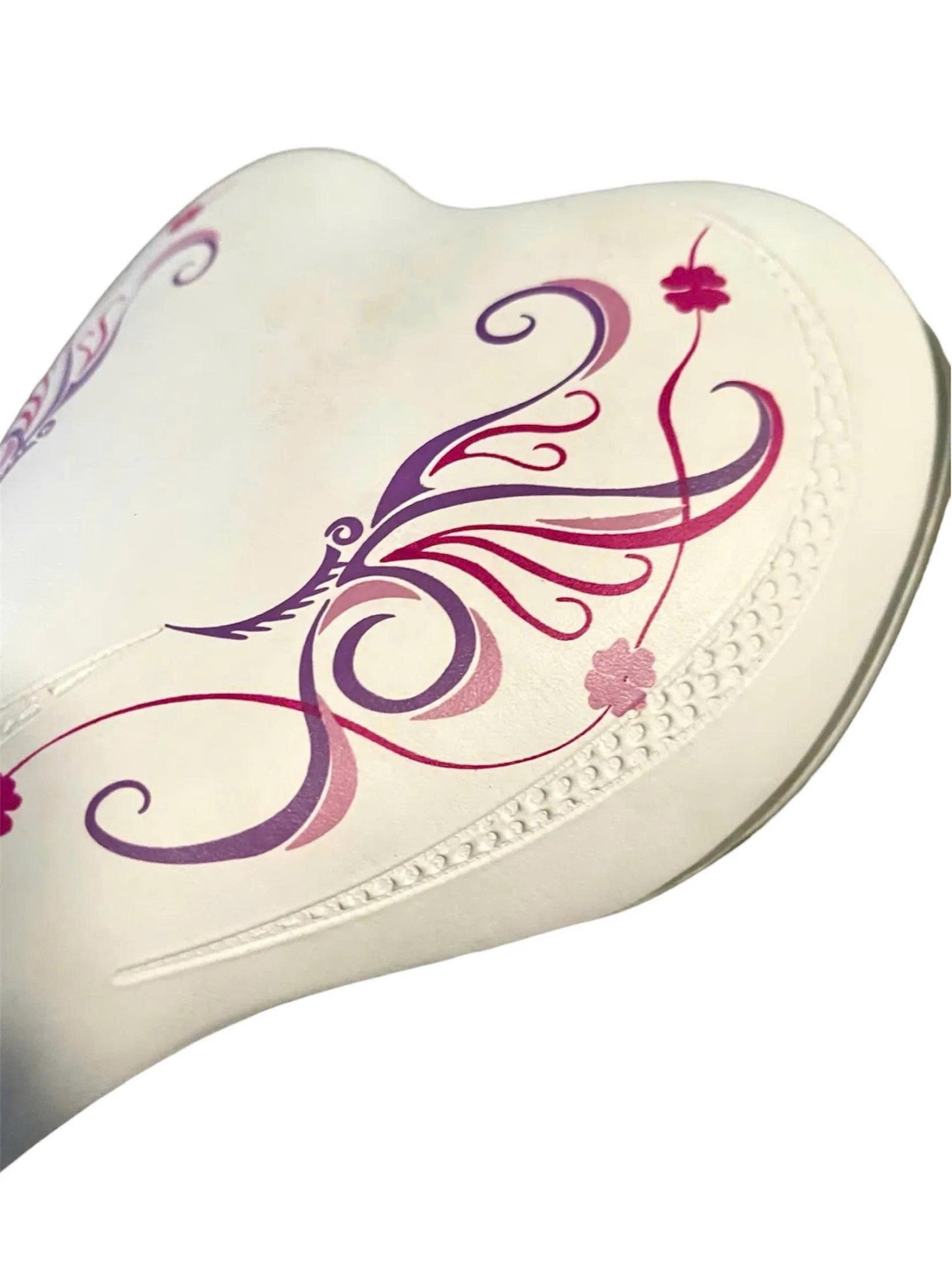 Lutterlly white bicycle saddle with purple trim