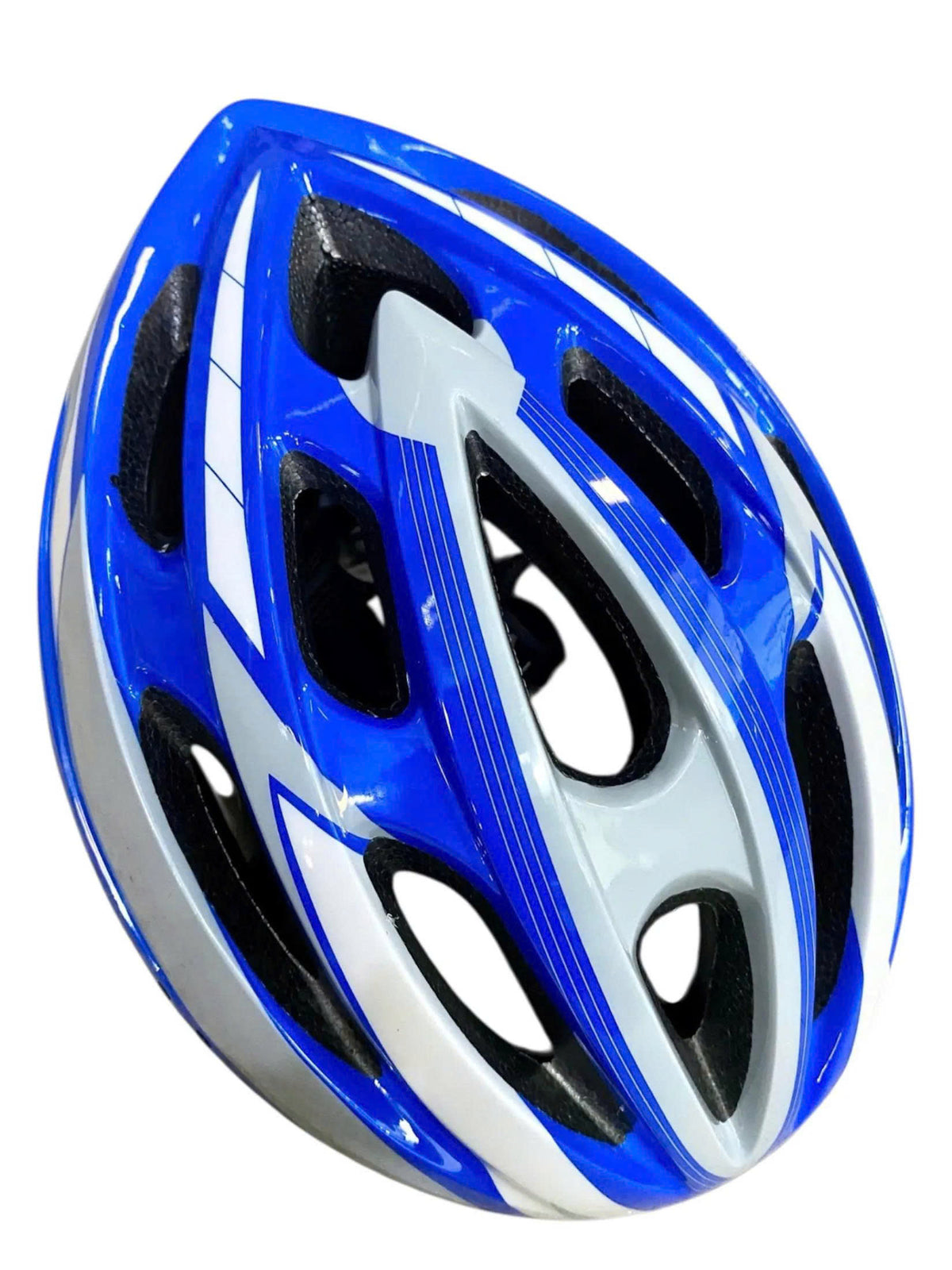 Heart Pattern Bicycle Helmet – Blue/White, Size L (58–62 cm) [Minor Dent/Blemish]