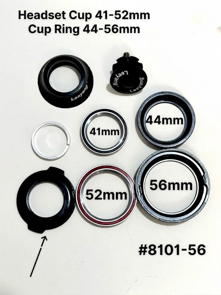 Leeyang 41/52mm Sealed Bearing Tapered Headset (for 44-56mm Head Tube) #8002-56/ #8101-56 - Sports Bicycle