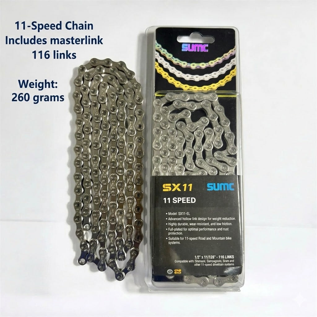 SUMC 10-speed and 11-speed bicycle chains 116 links with chain lock