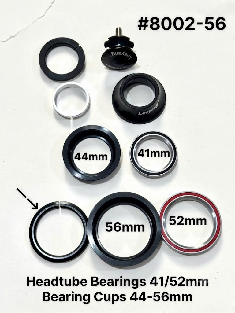 Leeyang 41/52mm Sealed Bearing Tapered Headset (for 44-56mm Head Tube) #8002-56/ #8101-56 - Sports Bicycle