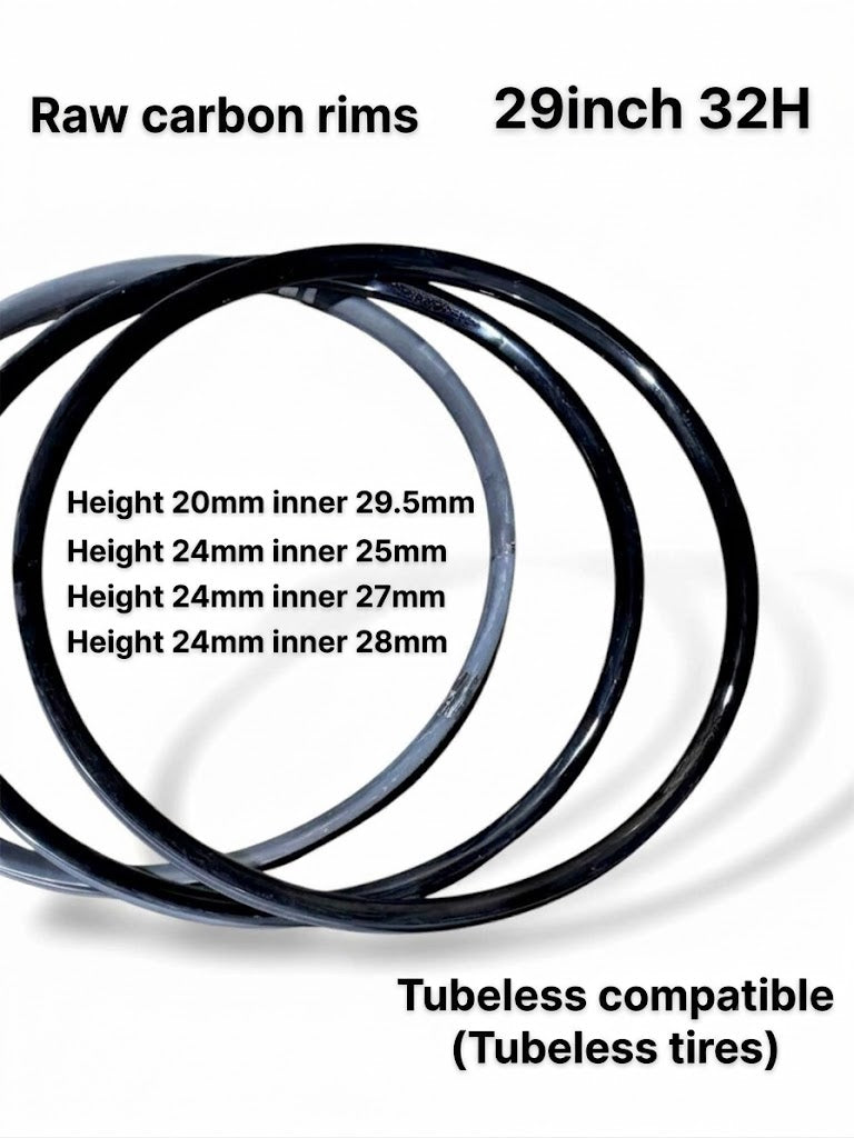 29inch Raw Carbon Bicycle Rim, Disc Brake, 32H Tubeless Ready (Price per 1 Piece)