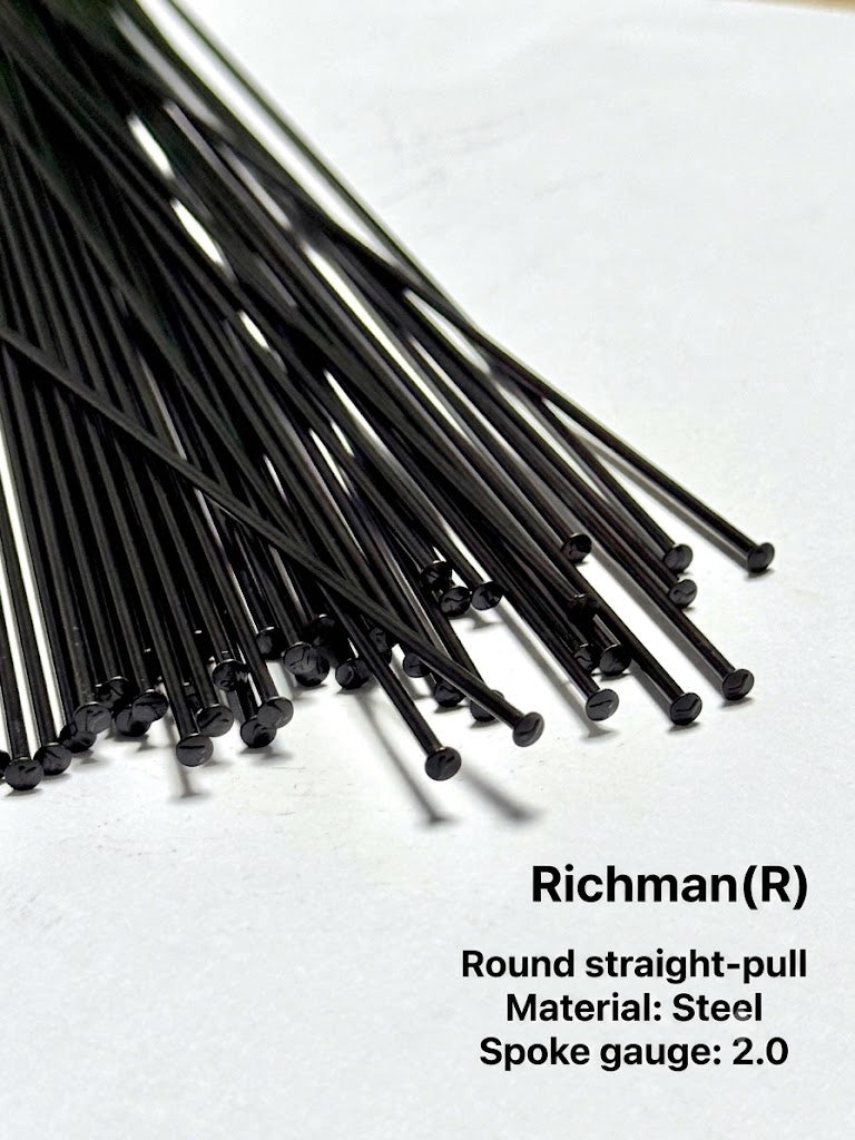 Richman® Black Straight Round Steel Bicycle Spokes with Brass Nipples
