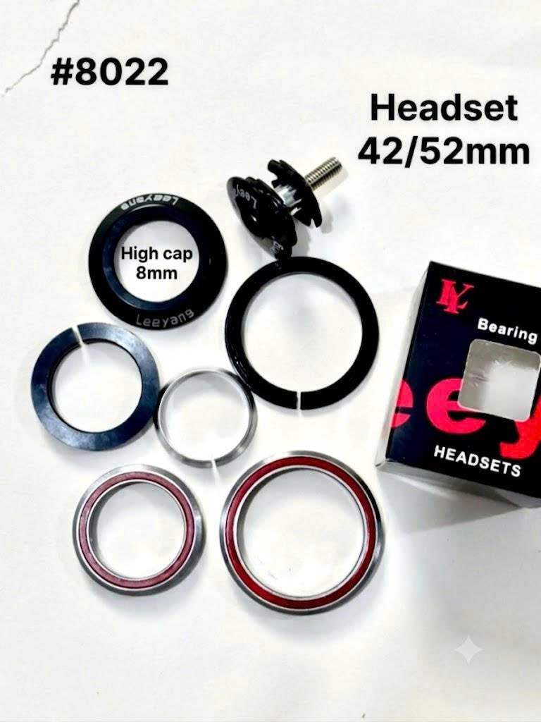 Leeyang 42/52mm Sealed Bearing Tapered Headset (#8022) with 8mm Top Cap for Sports Bicycles