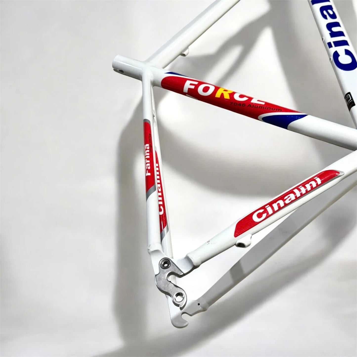 Cinalini Aluminum Bicycle Frame - Tricolor (Blue/White/Red) with Metallic Finish, Premium 7046 Aluminum alloy