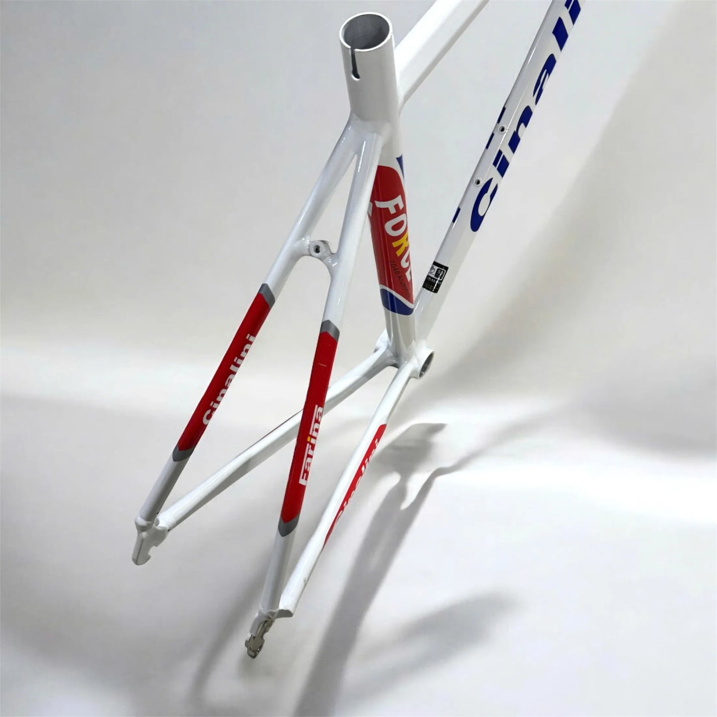 Cinalini Aluminum Bicycle Frame - Tricolor (Blue/White/Red) with Metallic Finish, Premium 7046 Aluminum alloy