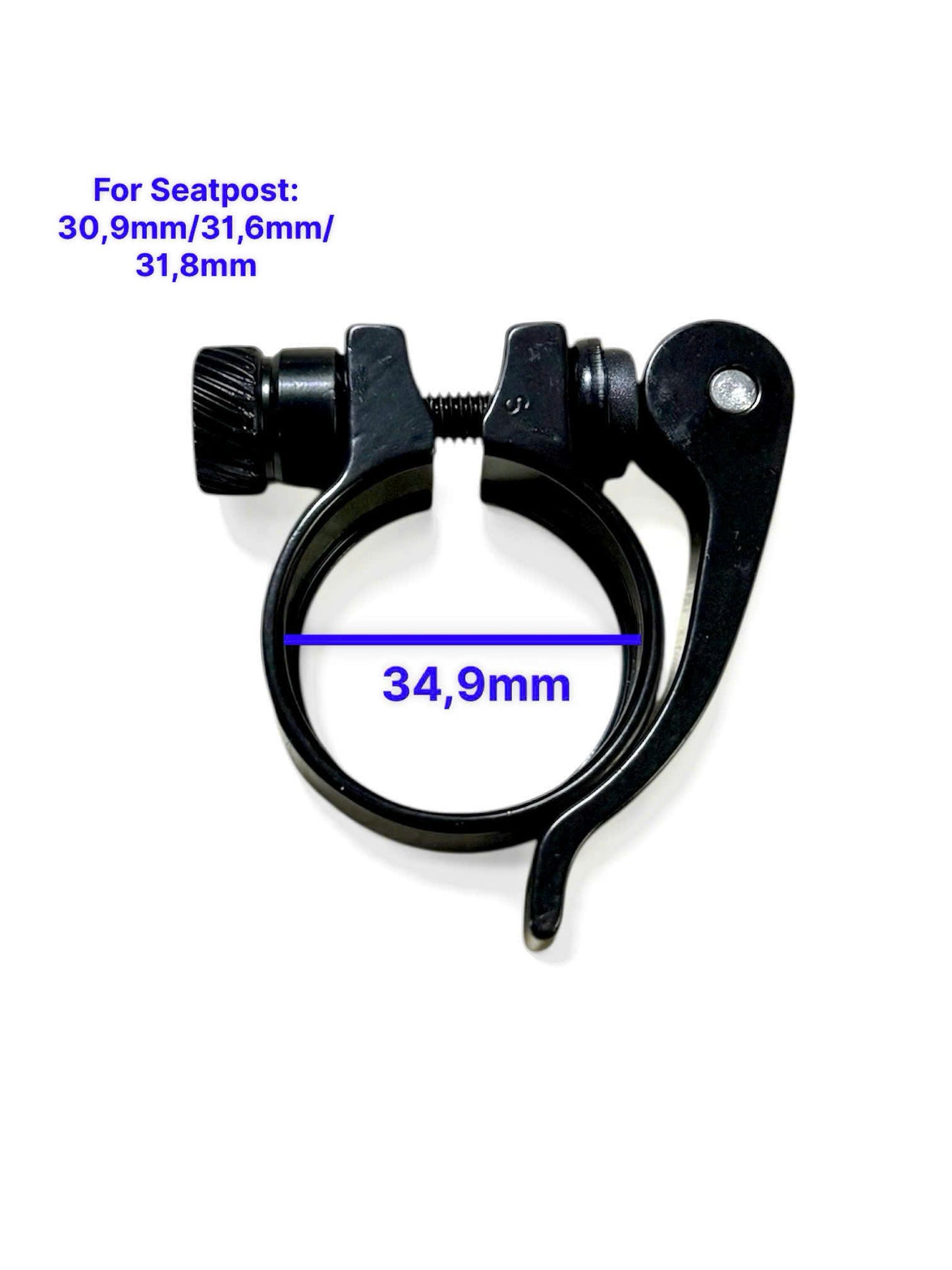 Aluminum seatpost clamp with QR code snap-on for bicycles, high quality.