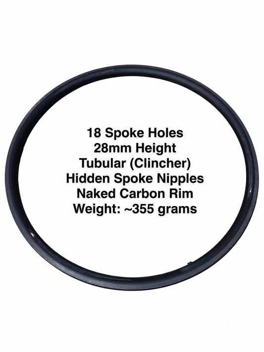 700C raw carbon rim, rim brake, 18H, internal nipples, tubular