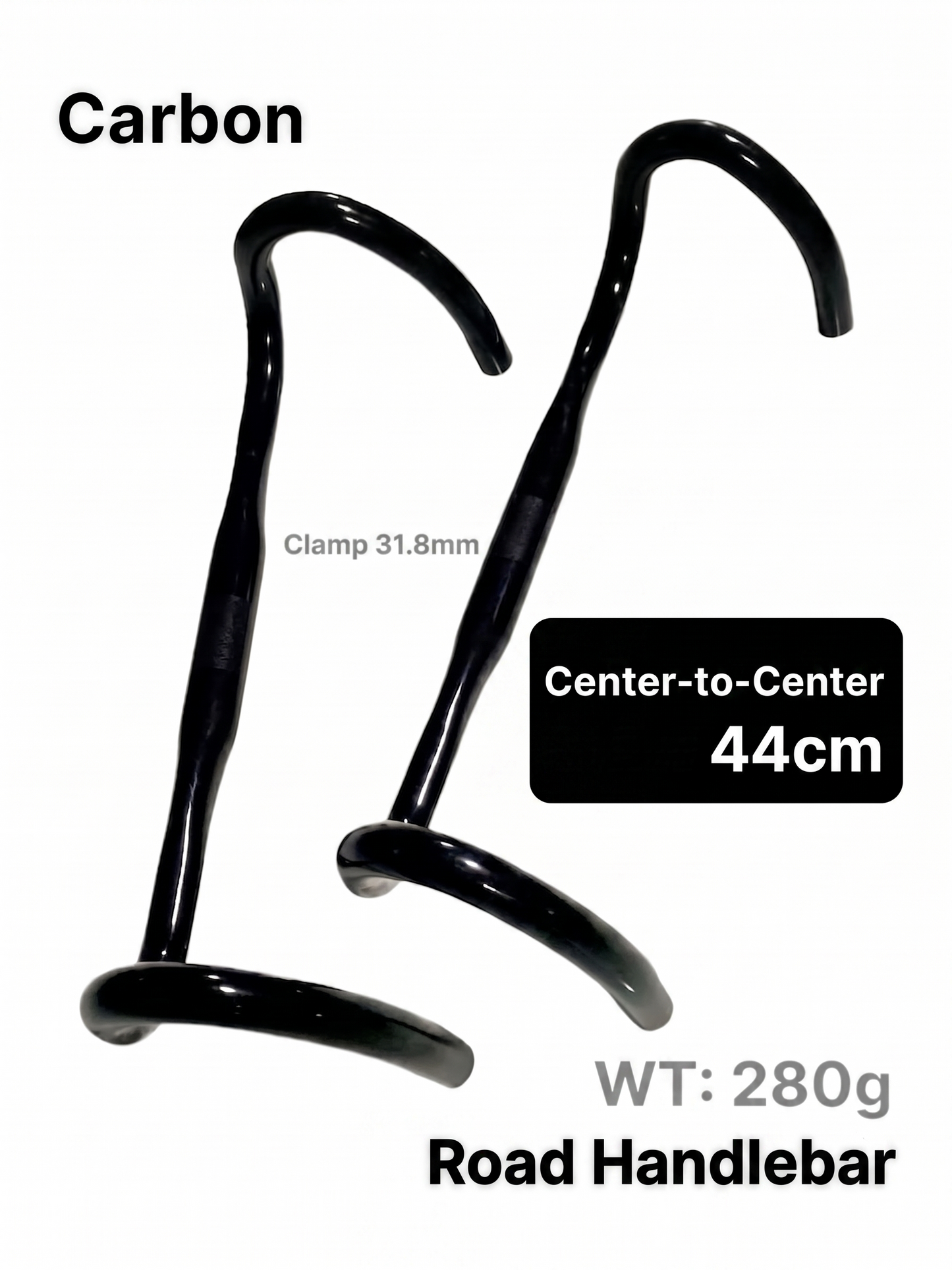 Used full carbon road bike handlebars (take-off). Slight glue residue, easily removable