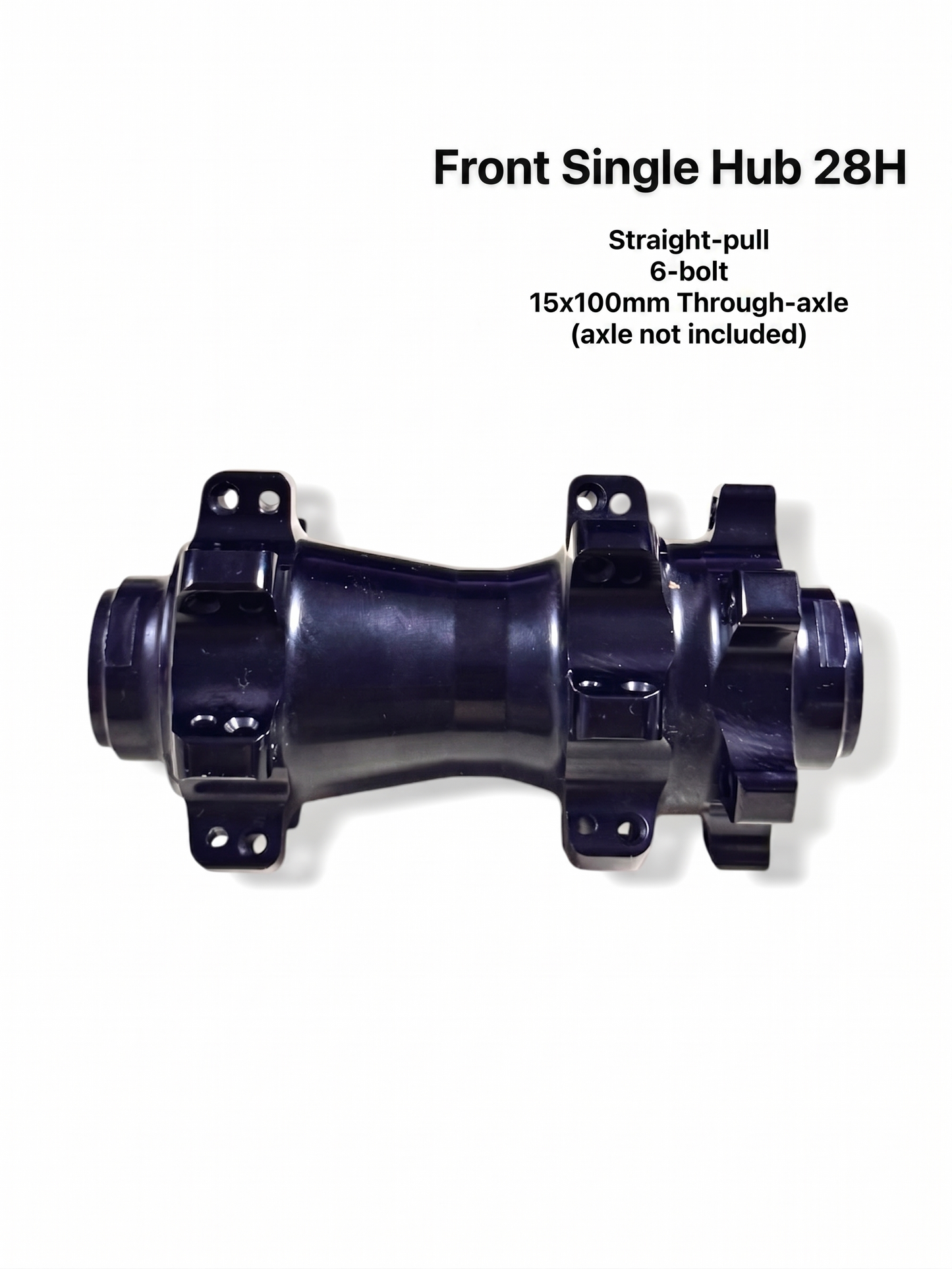 May-ơ trước xe đạp đơn, 28 lỗ, trục xuyên 15x100mm, đĩa 6 bu-lông, kéo thẳng (KHÔNG BAO GỒM TRỤC XUYÊN, BÁN RIÊNG TỪNG CHIẾC)
