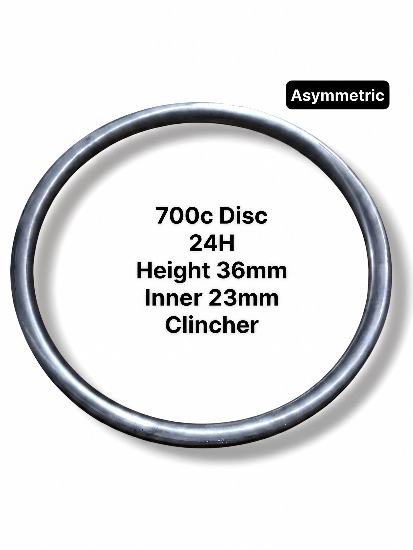 700c Raw Carbon Rim, Disc Brake, 24H, Asymmetric, 36mm Depth, Clincher