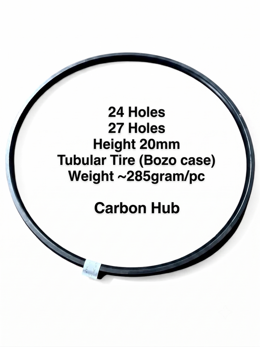 700C Rim Brake Raw Carbon Rim, 24H/27H, 20mm Depth, Tubular Only (Not Clincher) for Bicycles
