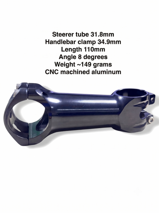 No-Name Aluminum CNC Bicycle Stem | 110mm Length, 31.8mm Steerer, 34.9mm Handlebar Clamp