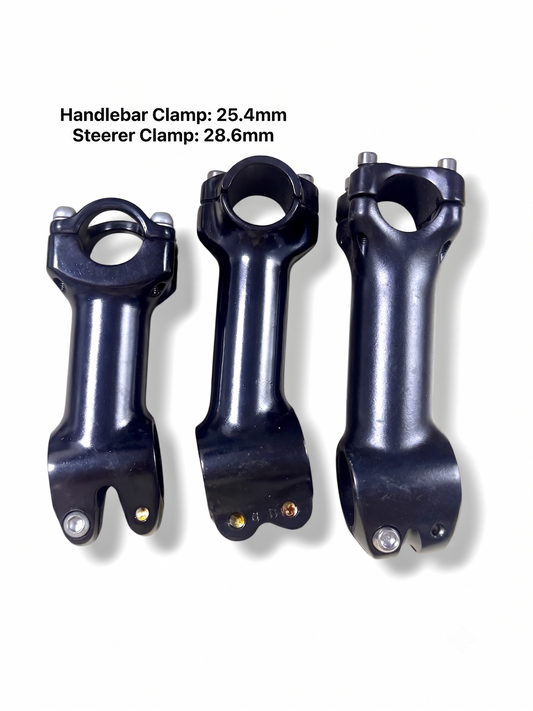 Unbranded Aluminum Bicycle Stem, 25.4mm Clamp, Full Black (90/105/110mm)