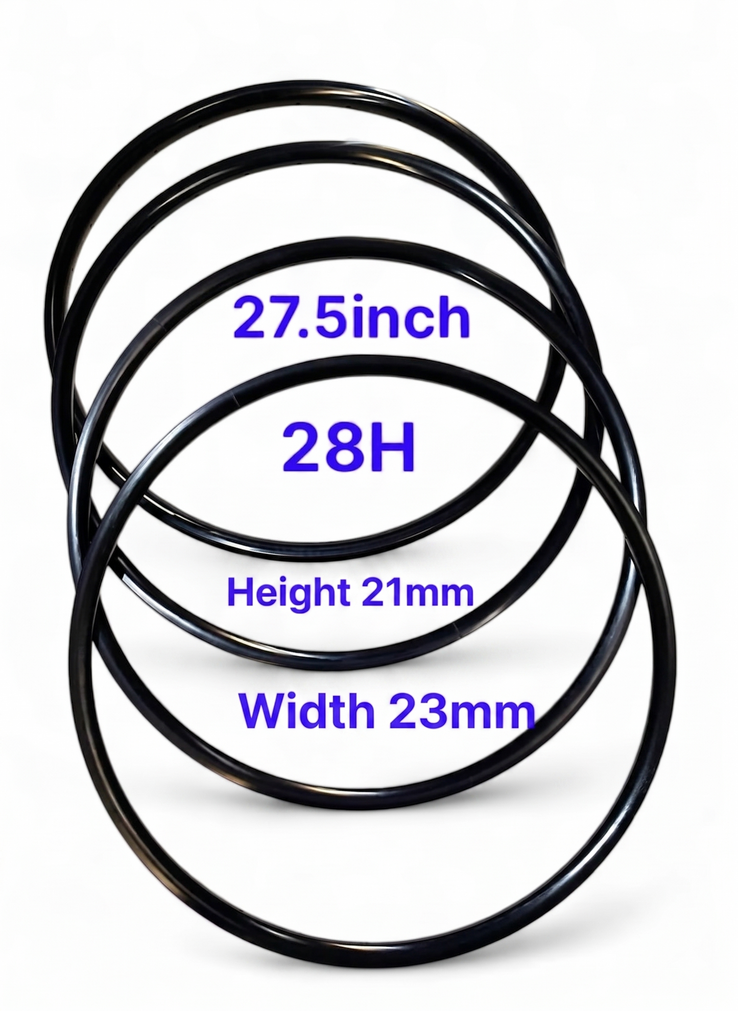 27.5inch Aluminum Bike Rim, 28H, 21mm Depth, 23mm Inner Width, Disc Brake